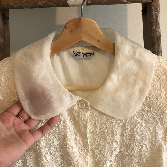 Vintage Cream Lace Blouse - Picture 3 of 4